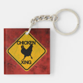 Rustikales Hühnerschild Schlüsselanhänger (Rückseite)