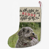 Rustikales Hunde Foto und Name Festivals Band Kleiner Weihnachtsstrumpf (Rückseite)