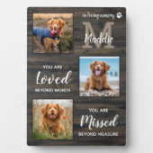 Rustikales Hundegedächtnis Personalisiert 3 Foto Fotoplatte (Vorderseite)