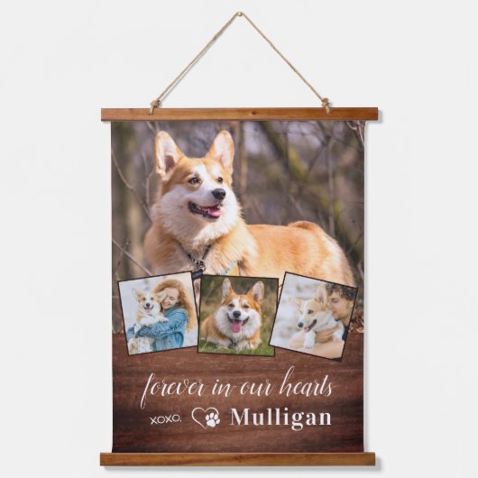 Rustikales Hundeschema für Haustiere anpassen 4 Fo Wandteppich Mit Holzrahmen (Vorderseite)