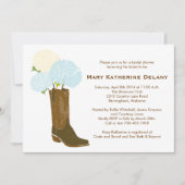 Rustikales Hydrangea Cowboy Boot Brautparty Einlad Einladung (Vorderseite)