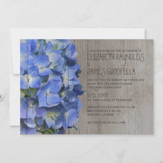Rustikales Hydrangea Hochzeitseinladungen Einladung (Vorderseite)