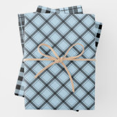Rustikales Icy Blue Kariert Buffalo Karo Mixed Pat Geschenkpapier Set (Beispiel)