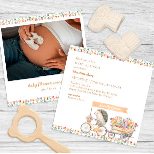 Rustikales Igel Baby Dusche Foto Einladung