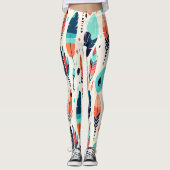 Rustikales Ikat Leaf Muster Leggings (Vorderseite)