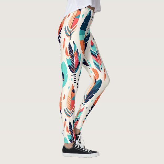 Rustikales Ikat Leaf Muster Leggings (Rechts)