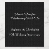 Rustikales Imitat Black Burlap Anniversary Party Weinetikett (Einzelnes Label)