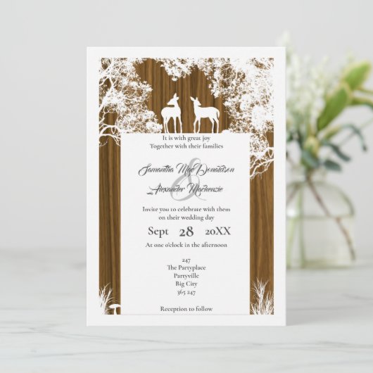 Rustikales Imitat Einladung (Stehend Vorderseite)