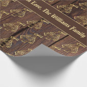 Rustikales Imitat-Goldweihnachtsbaum-Muster Geschenkpapier (Ecke)