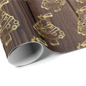 Rustikales Imitat-Goldweihnachtsbaum-Muster Geschenkpapier (Rolleneckpunkt)