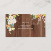 Rustikales Imitat hölzern mit bunten Blumen Visitenkarte (Rückseite)