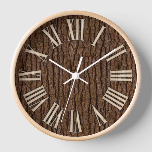 Rustikales Imitat Stück Holzkörnchen Uhr (Vorderseite)