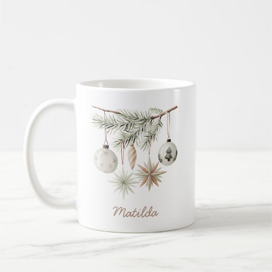 Rustikales Immergrün-Baumschmuck Weihnachtsbaum We Kaffeetasse (Links)