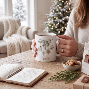 Rustikales Immergrün-Baumschmuck Weihnachtsbaum We Kaffeetasse
