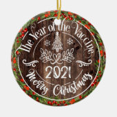Rustikales Impfjahr 2021 Weihnachten Keramik Ornament (Vorne)