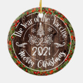 Rustikales Impfjahr 2021 Weihnachten Keramik Ornament (Hinten)