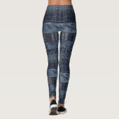 Rustikales Indigo-Denim-Patchwork-Muster Leggings (Rückseite)