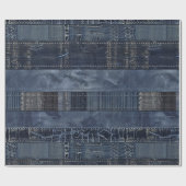 Rustikales Indigo-Denim-Patchworkmuster Geschenkpapier (Flach)
