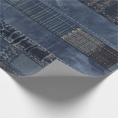 Rustikales Indigo-Denim-Patchworkmuster Geschenkpapier (Ecke)