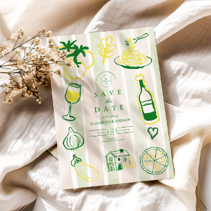 Rustikales italienisches Essen Hochzeit Wasserfarb Save The Date