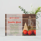 Rustikales italienisches Öl Tomaten Käse Brautpart Einladung (Stehend Vorderseite)