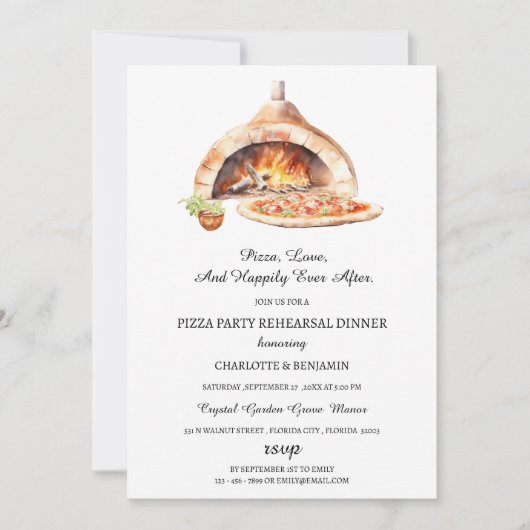 Rustikales italienisches Pizza Party Probe Dinner Einladung (Vorderseite)
