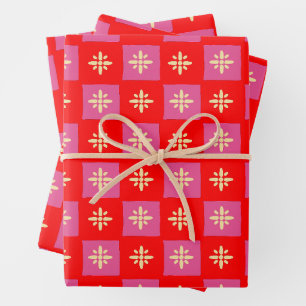 Rustikales Ixora Blume Muster Geschenkpapier Set