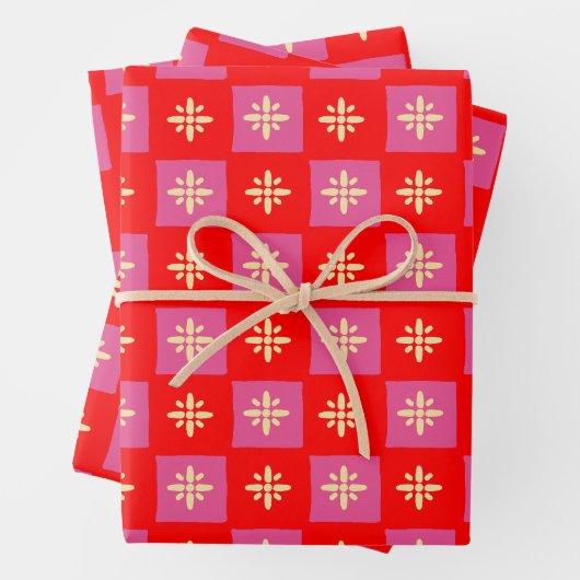 Rustikales Ixora Blume Muster Geschenkpapier Set (Beispiel)