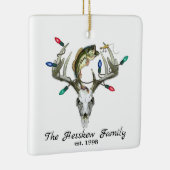 Rustikales Jagdfischen von Hirschantlern Keramikornament (Rechts)