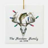 Rustikales Jagdfischen von Hirschantlern Keramikornament (Rückseite)