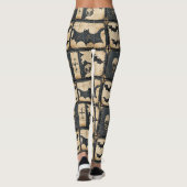 Rustikales Jeans-Halloween-Patchwork-Muster Leggings (Rückseite)