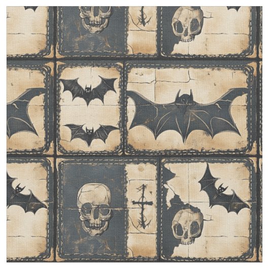 Rustikales Jeans-Halloween-Patchwork-Muster Stoff (Nahaufnahme)