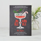 Rustikales Jingle und Mingle Christmas Cocktail Pa Einladung (Stehend Vorderseite)