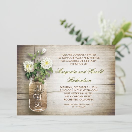 Rustikales Jubiläum Einladung (Stehend Vorderseite)