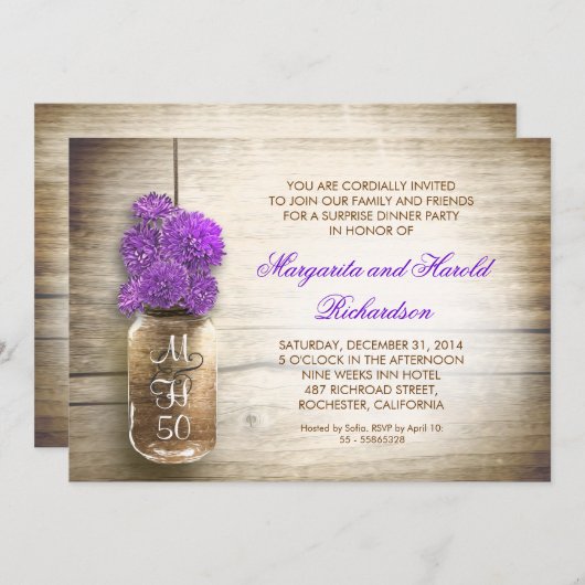 Rustikales Jubiläum Einladung (Vorne/Hinten)