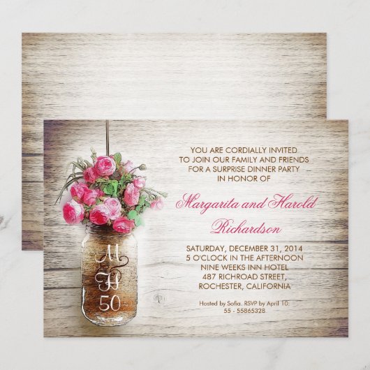Rustikales Jubiläum Einladung (Vorne/Hinten)