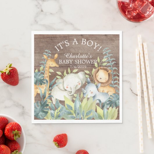 Rustikales Jungle Animal Baby Dusche Papier Napkin Serviette (Beispiel)