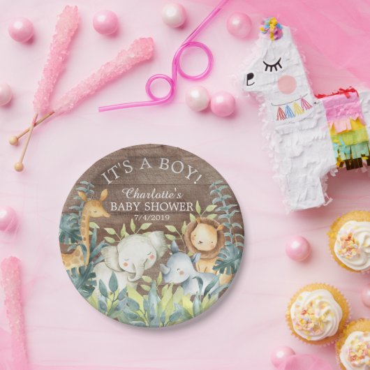 Rustikales Jungle Animals Baby Shower 7" Plättchen Pappteller (Party)