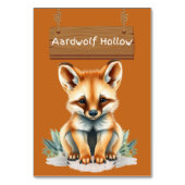 Rustikales Jungle Safari Aardwolf Tafelzeichen Tischnummer (Rückseite)