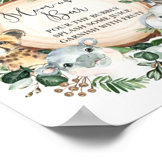 Rustikales Jungle Safari Tiere Momosa Bar Drink Ze Poster (Ecke)