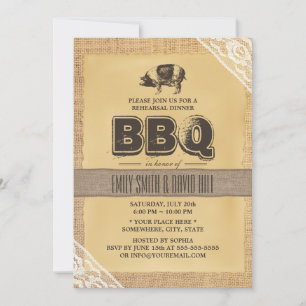 Rustikales Jute-Schweinebraten BBQ-Probeessen Einladung
