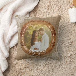 Rustikales Jute und Spitze Erstes Weihnachten verl Kissen