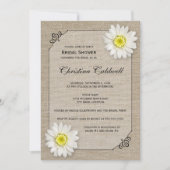 Rustikales Jute und White Daisy Brautparty Einladung (Vorderseite)
