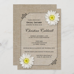 Rustikales Jute und White Daisy Brautparty Einladung