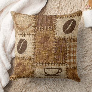 Rustikales Kaffe-Patchwork-Quilt-Kissen Kissen