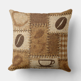 Rustikales Kaffe-Patchwork-Quilt-Kissen Kissen