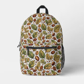 Rustikales Kaffebohnen- und Blattmuster-Rucksack - Bedruckter Rucksack (Vorderseite)