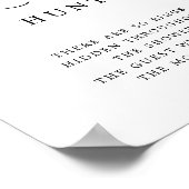 Rustikales Kalligrafie Ring Hunt Brautparty Game Poster (Ecke)