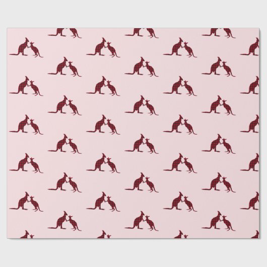 Rustikales Kangaroo Australian Pink Pattern Holida Geschenkpapier (Flach)