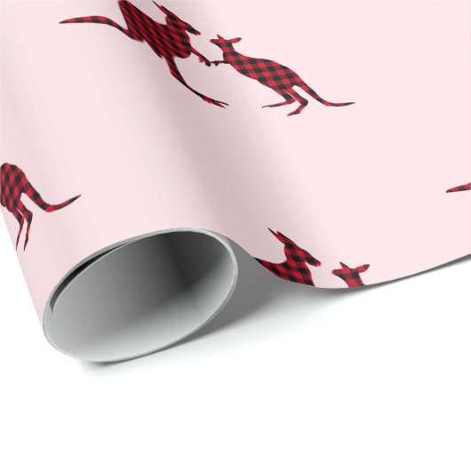Rustikales Kangaroo Australian Pink Pattern Holida Geschenkpapier (Rolleneckpunkt)